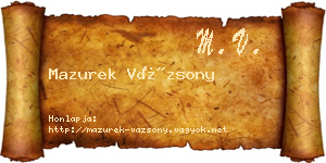 Mazurek Vázsony névjegykártya